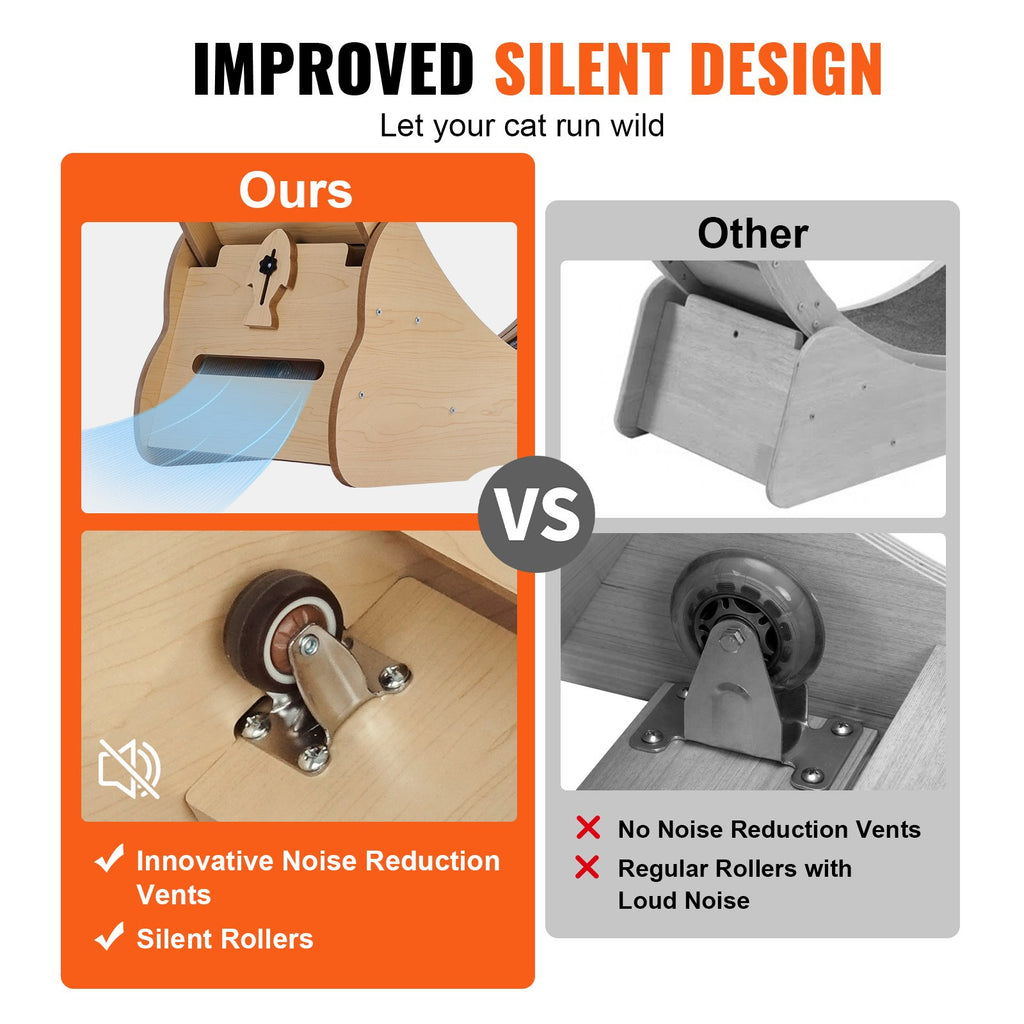 Cat Exercise Wheel 43.3' Large Cat Treadmill Wheel For Indoor Cats Yellow